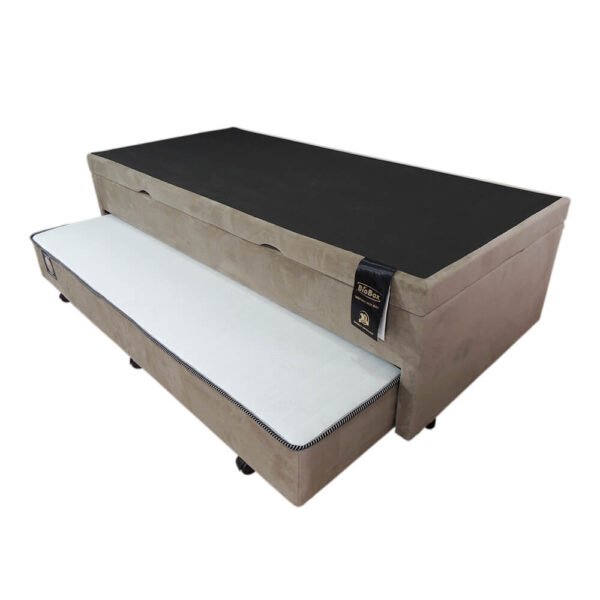 Cama Box Baú 3x1 veludo liso - semi aberto